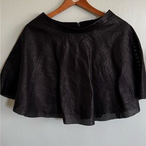 Alice + Olivia Black Perforated Textured Mini Skirt